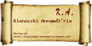 Klenoczki Annamária névjegykártya