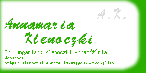 annamaria klenoczki business card